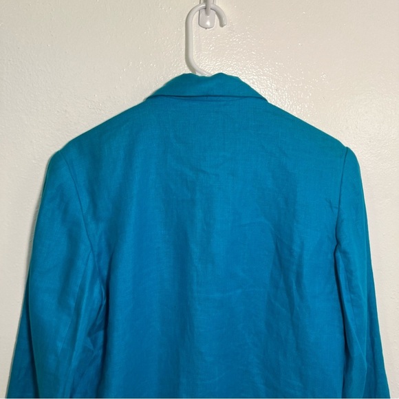 Vintage International Scene One Button Blazer Teal 6 - Picture 6 of 9
